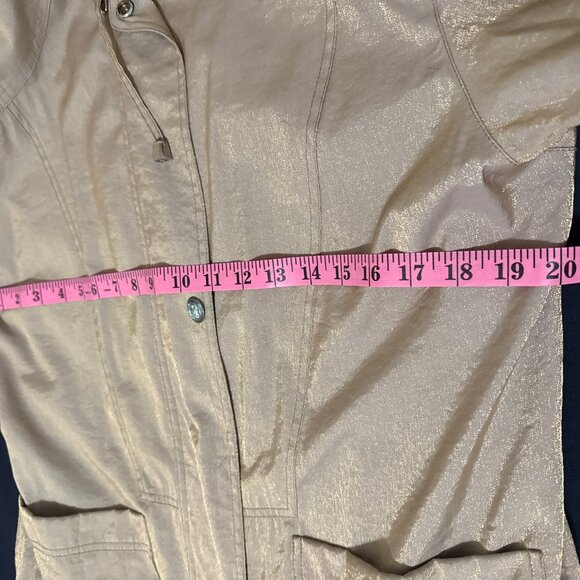 J. GALLERY WOMEN'S  METALLICA  LIGHT GOLD CAR JACKET WITH HOOD SIZE MEDIUM - Picture 8 of 9